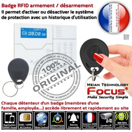 Badges Sécurité RFID Connectée IP Zones Armement Carte Pièces 868MHz Chambres Badge Alarme Désarmement SmartPhone Salons Centrale GSM Ethernet
