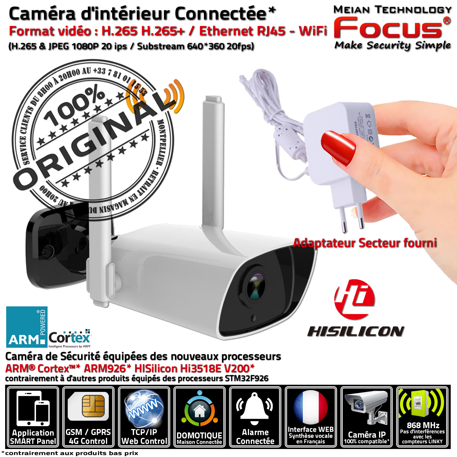 Caméra IP de Surveillance à Distance sur Smartphone sans Abonnement  Protection Logement HA-8404 Système Sécurité RJ45 Wi-Fi