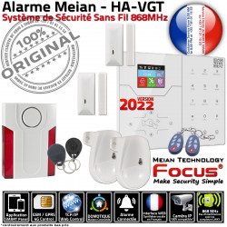 Alarme PACK F2 Réseau HA-VGT Centrale SmartPhone pièces Maison Bâtiment Industriel 868MHz SIM Meian GSM Connectée 2 FOCUS IP Ethernet
