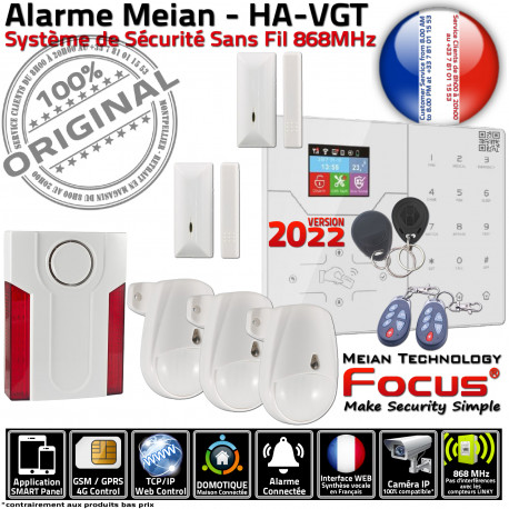 F3 Système Meian HA-VGT Mouvement Sirène Capteur Logement Ouverture Appartement Connecté Détecteur Surveillance Alarme TCP Entreprise 868MHz
