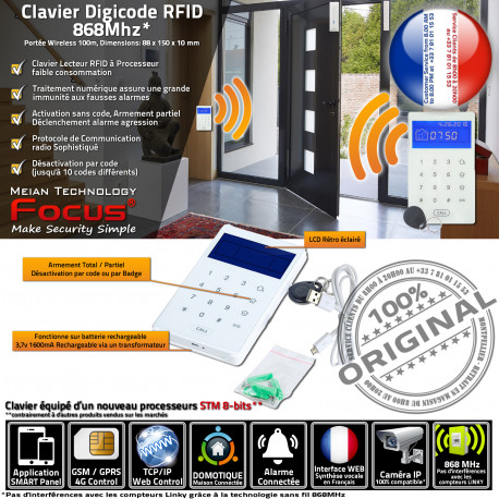 Lecteur Badge RFID GSM Digicode sans FOCUS Connectée Centrale Clavier Maison Avertissement Appartement Tactile fil IP ORIGINAL Alarme