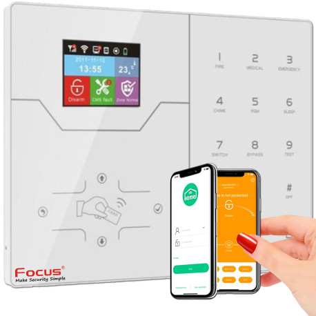 Alarme Connectée HA-VGT TCP GSM Connecté Garage SmartPhone FOCUS Surveillance Logement Intégrée 4G 3G Réseau Alerte Bureaux Sirène Cabinet Meian