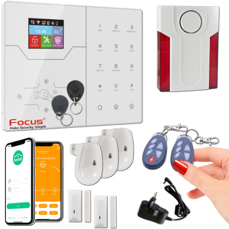 F3 PACK FOCUS ST-VGT Capteur Présence Appartement Télécommande Cave Meian Fenêtres Portes Centrale Grange Alarme Infrarouge Protection Connectée